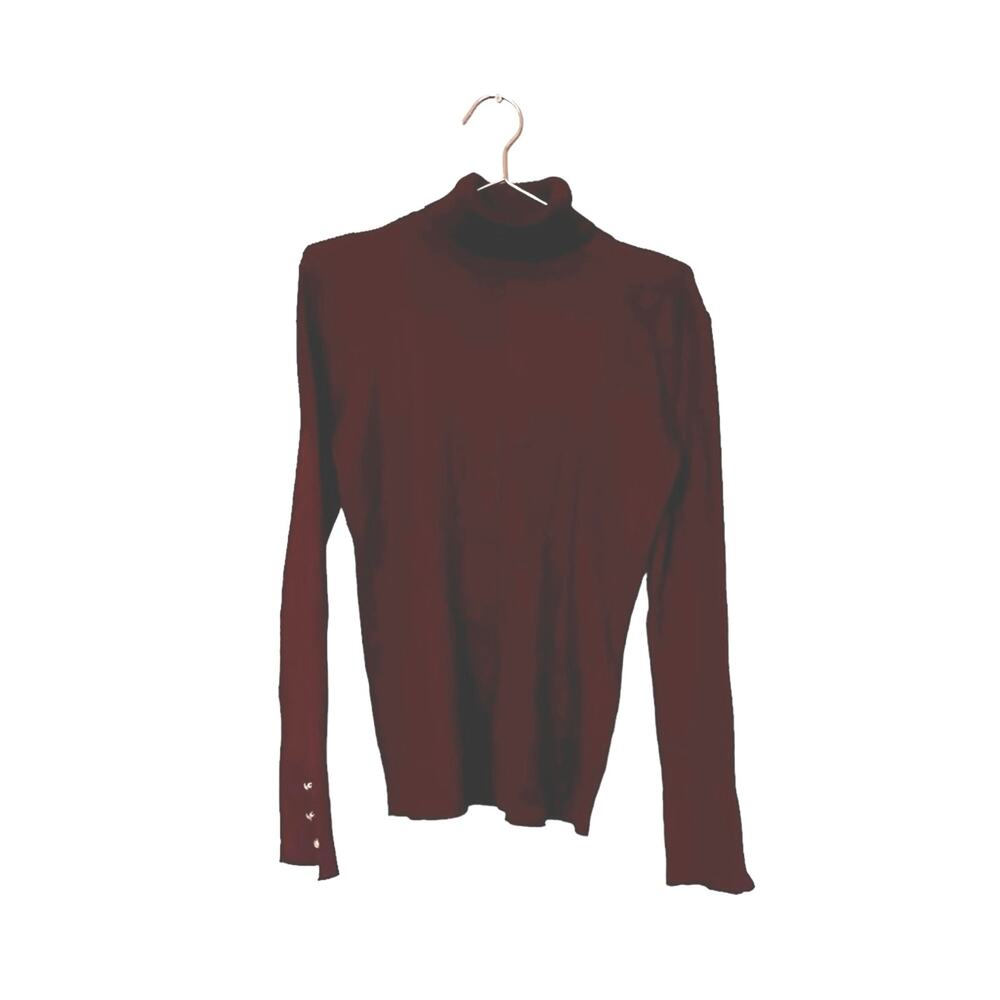 Tahari burgundy ribbed Turtle Neck Sweater size medium